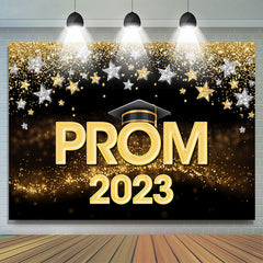 Lofaris Stars Gold Sparkling Bokeh Black Prom 2023 Backdrop
