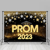 Lofaris Stars Gold Sparkling Bokeh Black Prom 2023 Backdrop