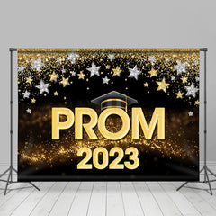 Lofaris Stars Gold Sparkling Bokeh Black Prom 2023 Backdrop