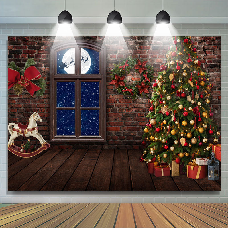 Lofaris Stone House With Snowy Christmas Night Holiday Backdrop