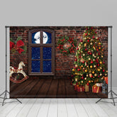 Lofaris Stone House With Snowy Christmas Night Holiday Backdrop