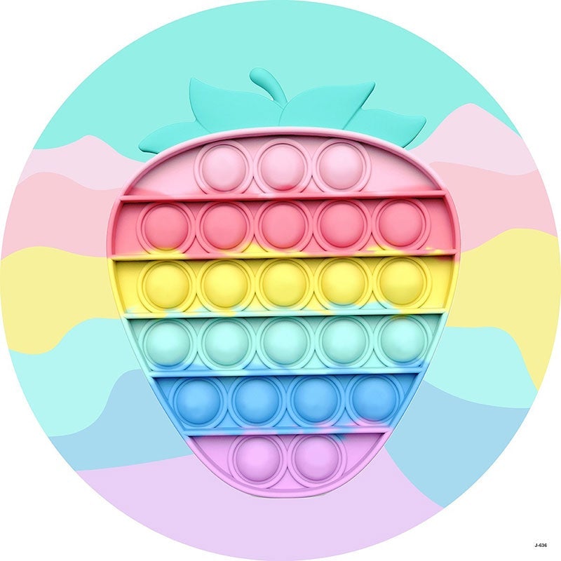 Lofaris Strawberry Pop It Cute Round Backdrops for Girls