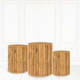 Lofaris Striped Wood Cylinder Cover Printed Fabric Pillar Wrap