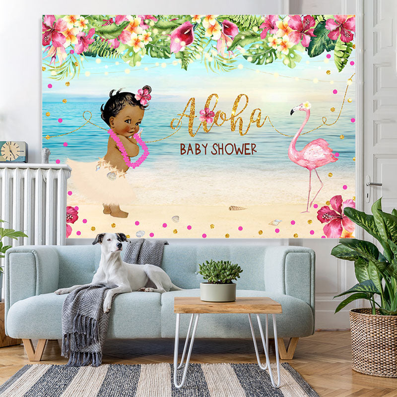Lofaris Summer Aloha Baby shower Photoshoot backdrop Sea Beach