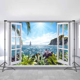 Lofaris Summer Beach Window Seaside Sunshine Backdrop