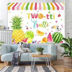 Lofaris Summer Fruits 2nd Happy Birthday Backdrop Decoration