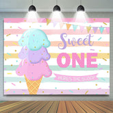 Lofaris Summer Ice Cream Sweet One Happy Birthday Backdrop