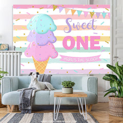 Lofaris Summer Ice Cream Sweet One Happy Birthday Backdrop