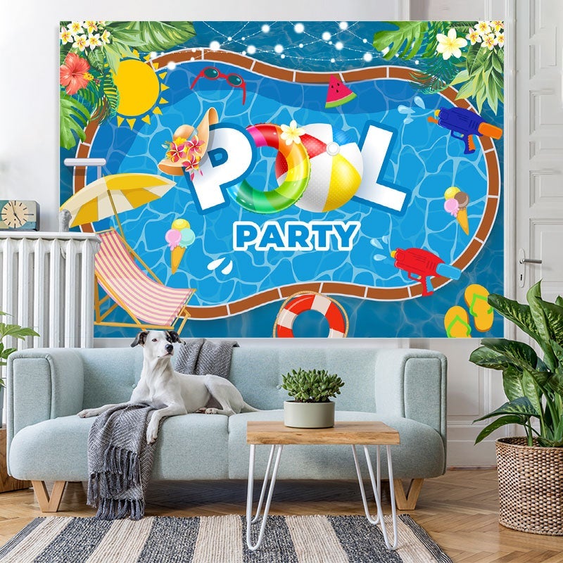 Lofaris Summer Pool Party Photoshoot backdrop Swim Water Wave