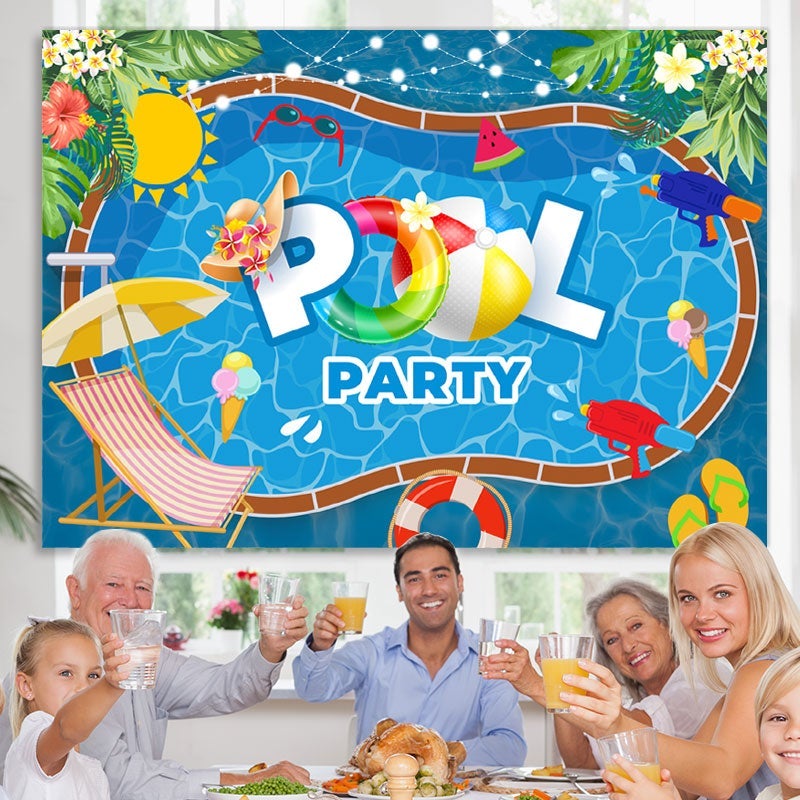 Lofaris Summer Pool Party Photoshoot backdrop Swim Water Wave