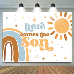 Lofaris Sun Rainbow Star Simple Baby Shower Backdrop For Boy