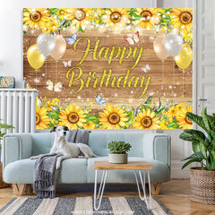 Lofaris Sunflower Butterfly Spark Balloon Birthday Backdrop