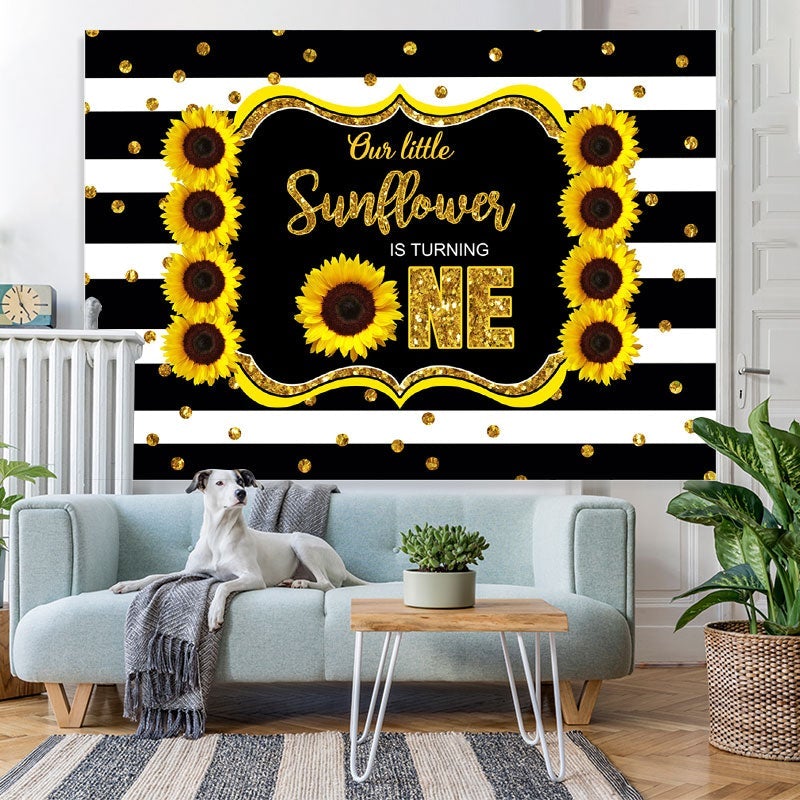 Lofaris Sunflower Happy First Birthday Photoshoot Backdrop