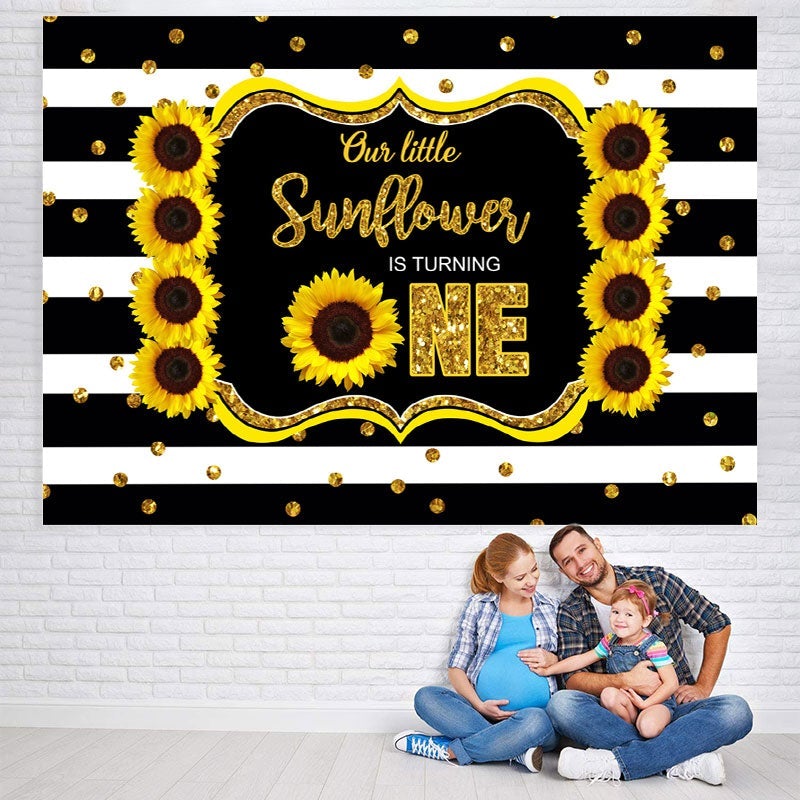 Lofaris Sunflower Happy First Birthday Photoshoot Backdrop