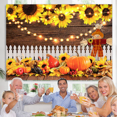 Lofaris Sunflower Harvest of Melons and Fruits Fall Backdrop