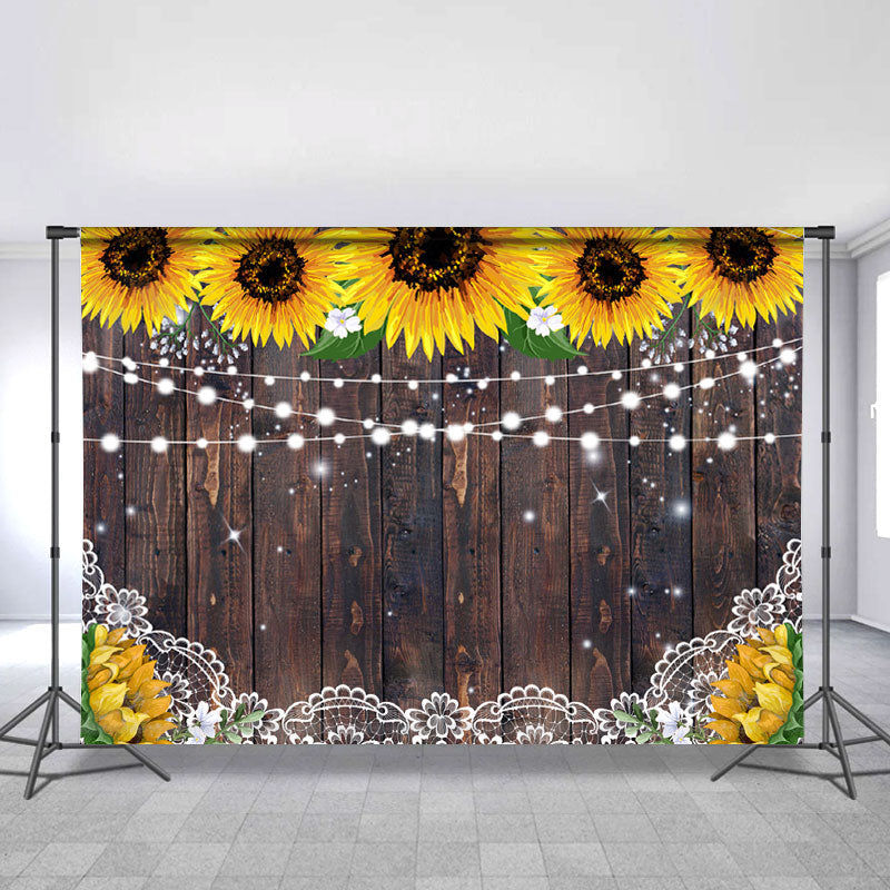 Lofaris Sunflower Wooden Backdrop Baby Shower Bridal