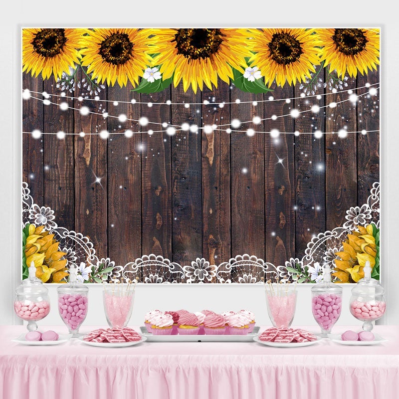 Lofaris Sunflower Wooden Backdrop Baby Shower Bridal