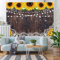 Lofaris Sunflower Wooden Backdrop Baby Shower Bridal