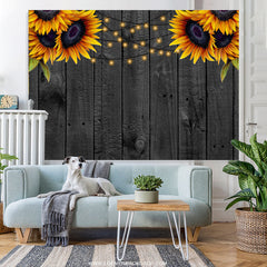 Lofaris Sunflowers And Black Wooden Birthday Party Backdrop