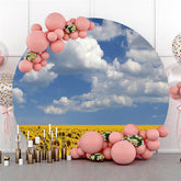 Lofaris Sunflowers And Blue Sky White Cloud Birthday Backdrop