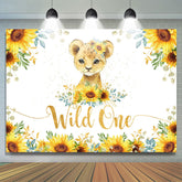 Lofaris Sunflowers And Leopard Glitter Wild 1st Birthday Backdrop