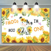 Lofaris Sunflowers And Little Cow I Am 1st Birthday Backdrop