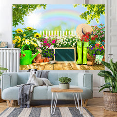 Lofaris Sunflowers And Rainbow Sunny Summer Backdrop For Girl