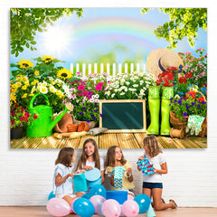 Lofaris Sunflowers And Rainbow Sunny Summer Backdrop For Girl