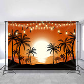 Lofaris Sunset Glow Seaside Palm Tree Tropical Summer Backdrop for Birthday