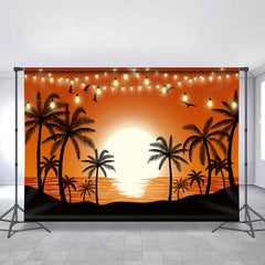 Lofaris Sunset Glow Seaside Palm Tree Tropical Summer Backdrop for Birthday