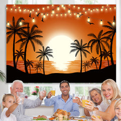 Lofaris Sunset Glow Seaside Palm Tree Tropical Summer Backdrop for Birthday