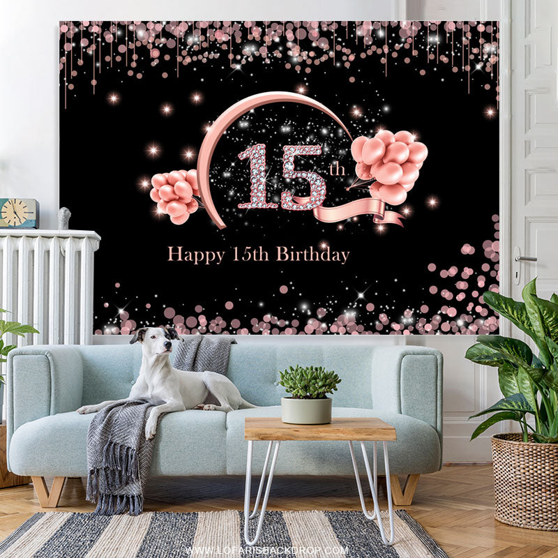 Lofaris Sweet Balloon Bokeh Happy 15Th Birthday Backdrop