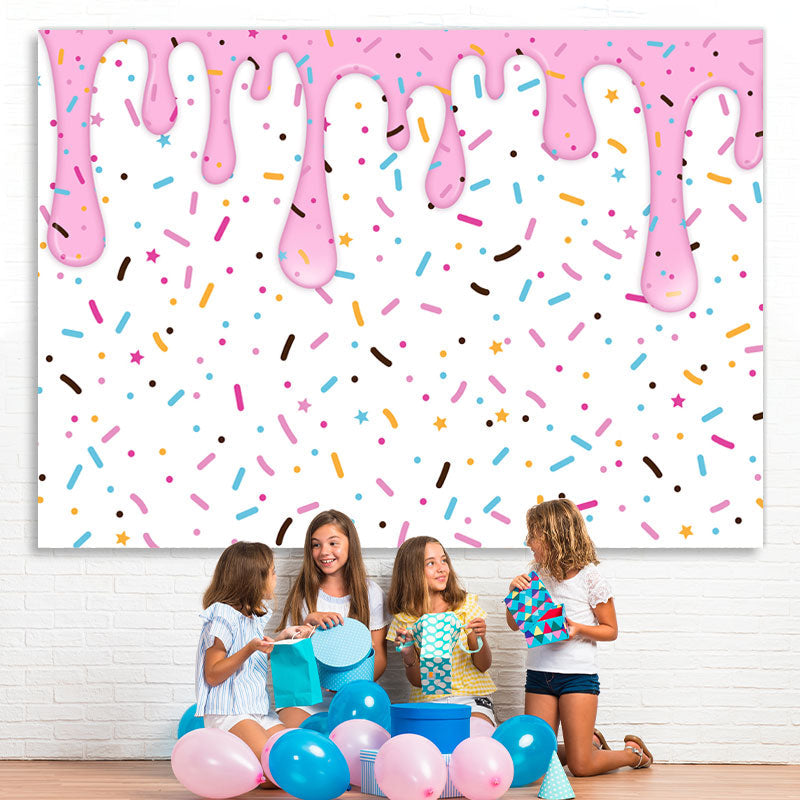 Lofaris Sweet Candy Donut Backdrop for Girl’S Birthday Party