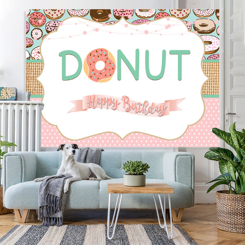 Lofaris Sweet Donut Happy Birthday Party Backdrop For Girl