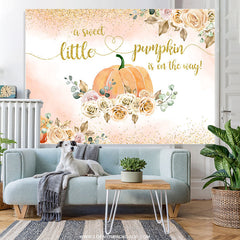 Lofaris Sweet Floral Pumpkin Is On The Way Baby Shower Backdrop