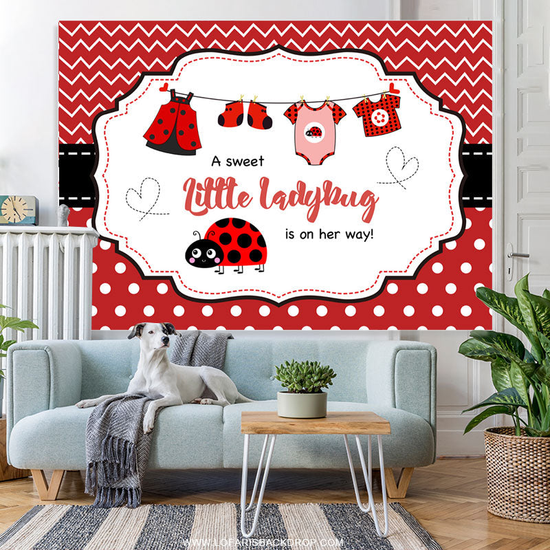 Lofaris Sweet Little Ladybuy Is On Her Way Baby Shower Backdrop