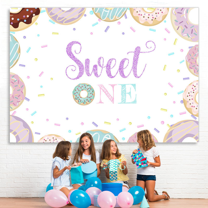 Lofaris Sweet One Donuts First Birthday Simple Backdrop for Gilrs