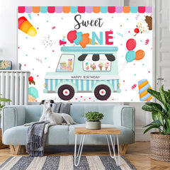 Lofaris Sweet One Ice Cream Balloon Birthday Backdrop For Boy