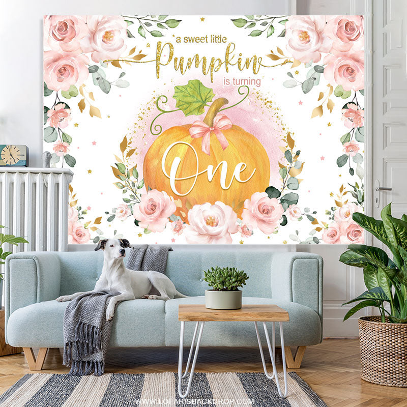Lofaris Sweet Pumpkin Is Turning One Happy Birthday Backdrop