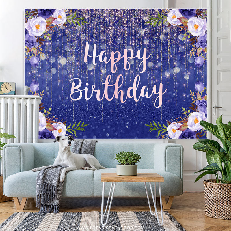 Lofaris Sweet Purple Flower Bokeh Happy Birthday Backdrop