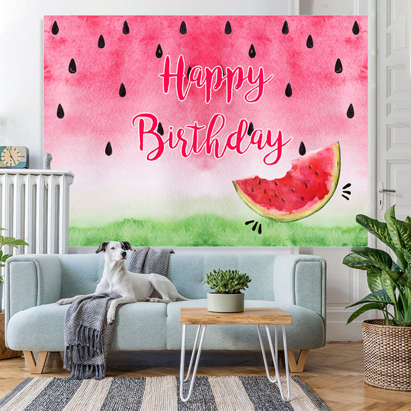 Lofaris Sweet Watermelon Happy Birthday Backdrop Decoration
