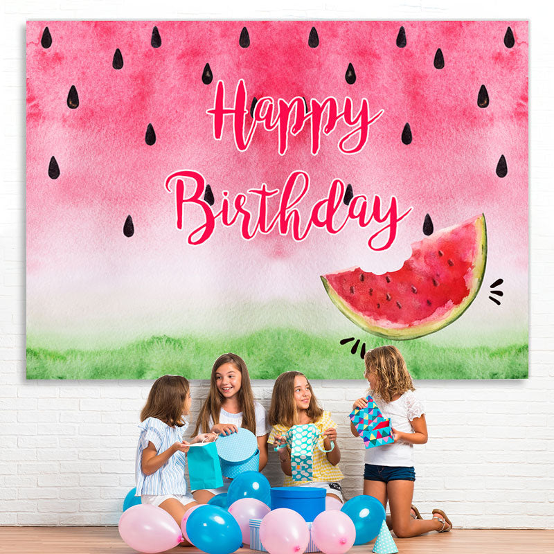 Lofaris Sweet Watermelon Happy Birthday Backdrop Decoration