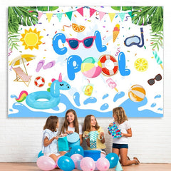 Lofaris Swimming Pool Kids Birthday Photo Party Backdrop