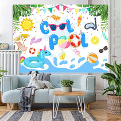 Lofaris Swimming Pool Kids Birthday Photo Party Backdrop