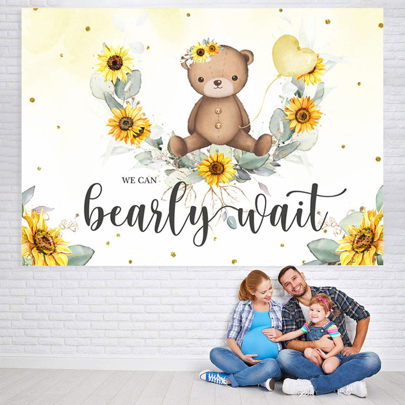 Lofaris Teddy Bear And Sunflower Baby Shower Backdrop For Girl