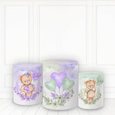 Lofaris Teddy Bear Pedestal Cover Purple Green Baby Shower Pillar