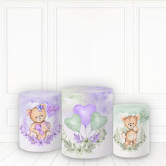 Lofaris Teddy Bear Pedestal Cover Purple Green Baby Shower Pillar