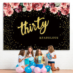 Lofaris Thirty and Fabulous Pink Roses 30th Birthday Backdrop