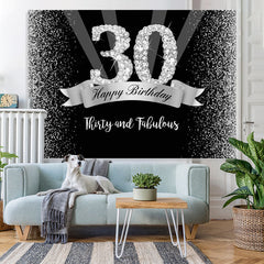 Lofaris Thirty and Fabulous Silver Bokeh 30th Birthday Backdrop