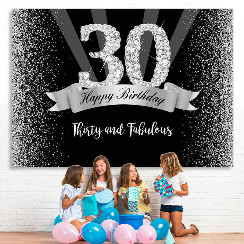 Lofaris Thirty and Fabulous Silver Bokeh 30th Birthday Backdrop